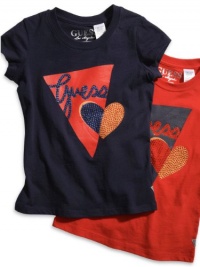 GUESS Kids Girls Little Girl Triangle Heart Tee, ORANGE (3T)