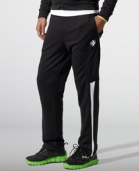 The essential athletic pant is crafted with sleek reflective details in tight-knit interlock polyester for a smooth, clean face and a luxuriously soft hand. The essential athletic pant is crafted with sleek reflective details in tight-knit interlock polyester for a smooth, clean face and a luxuriously soft hand.