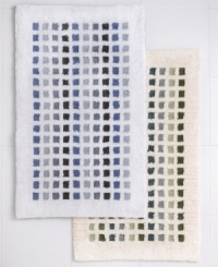 Get your bath squared away in style. Charter Club's Formation bath rug accents your space with a contrast grid design in soothing, easy-to-match palettes. Get your bath squared away in style. Charter Club's Formation bath rug accents your space with a contrast grid design in soothing, easy-to-match palettes.