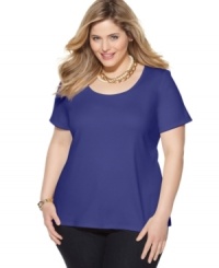 Crafted from ultra-soft pima cotton, Charter Club's short sleeve plus size top is a must-have basic-- snag all the colors at an Everyday Value Price! Crafted from ultra-soft pima cotton, Charter Club's short sleeve plus size top is a must-have basic-- snag all the colors at an Everyday Value Price!