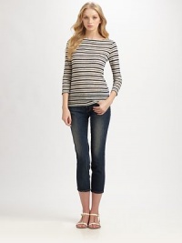 From its classic five-pocket styling to its timeless metal rivets, these cropped jeans are a must-wear this season.Belt loopsButton closureZip flyFive-pocket styleInseam, about 25Cotton/spandexMachine washImportedSIZE & FIT Model shown is 5'10(177cm) wearing a US size 4. From its classic five-pocket styling to its timeless metal rivets, these cropped jeans are a must-wear this season.Belt loopsButton closureZip flyFive-pocket styleInseam, about 25Cotton/spandexMachine washImportedSIZE & FIT Model shown is 5'10(177cm) wearing a US size 4.