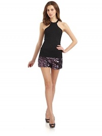 THE LOOKAllover shimmer accentsSleevelessRacerbackTHE FITAbout 25 from shoulder to hemTHE MATERIAL76% acetate/6% metallic/6% nylon/12% spandexCARE & ORIGINDry cleanImportedModel shown is 5'10½ (179cm) wearing US size Small. THE LOOKAllover shimmer accentsSleevelessRacerbackTHE FITAbout 25 from shoulder to hemTHE MATERIAL76% acetate/6% metallic/6% nylon/12% spandexCARE & ORIGINDry cleanImportedModel shown is 5'10½ (179cm) wearing US size Small.