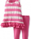 Splendid Littles Girls 2-6X White Rugby Stripe Tunic Set, Parfait, 2T