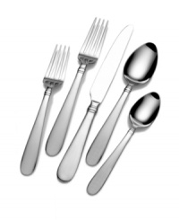 Smooth, matte handles contrast the mirror-finished tines, blades and bowls of Ariel flatware, setting the casual table with contemporary flair. With banded detail and service for four from Pfaltzgraff. Smooth, matte handles contrast the mirror-finished tines, blades and bowls of Ariel flatware, setting the casual table with contemporary flair. With banded detail and service for four from Pfaltzgraff.