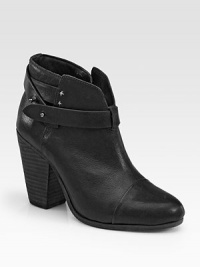 Soft leather staple has a high, stacked heel and a wrap-around buckle strap. Stacked heel, 3½ (90mm)Leather upperLeather lining and solePadded insoleImported Soft leather staple has a high, stacked heel and a wrap-around buckle strap. Stacked heel, 3½ (90mm)Leather upperLeather lining and solePadded insoleImported