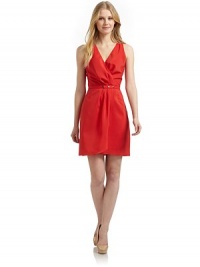 THE LOOKDeep surplice necklineSleevelessPleated detailing at centerRemovable waist sash with snap closuresSide zipperTHE FITAbout 36 from shoulder to hemTHE MATERIALSilkFully linedCARE & ORIGINDry cleanMade in USAModel shown is 5'10 (177cm) wearing US size 4. THE LOOKDeep surplice necklineSleevelessPleated detailing at centerRemovable waist sash with snap closuresSide zipperTHE FITAbout 36 from shoulder to hemTHE MATERIALSilkFully linedCARE & ORIGINDry cleanMade in USAModel shown is 5'10 (177cm) wearing US size 4.