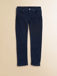 Looks like jeans, fits like leggings with traditional touches and a lots of stretch.Front buttonWaistband with belt loopsZip flyFaux pockets98% cotton/2% elastaneMachine washImported Looks like jeans, fits like leggings with traditional touches and a lots of stretch.Front buttonWaistband with belt loopsZip flyFaux pockets98% cotton/2% elastaneMachine washImported