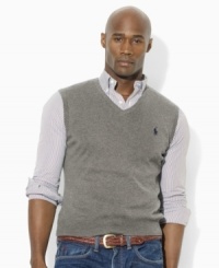 Knit from luxuriously soft Pima cotton yarns in a jersey stitch, this classic-fitting sweater vest is a preppy essential for the modern man's wardrobe. Knit from luxuriously soft Pima cotton yarns in a jersey stitch, this classic-fitting sweater vest is a preppy essential for the modern man's wardrobe.