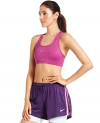 Nike's sports bra is that perfect basic for all sorts of activities! The Dri-FIT technology wicks moisture away so you keep cool and comfortable during your workout. Nike's sports bra is that perfect basic for all sorts of activities! The Dri-FIT technology wicks moisture away so you keep cool and comfortable during your workout.