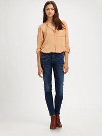 Trend-savvy skinnies in a slightly faded rinse with a medium rise and lots of stretch. THE FITMedium rise, about 8Inseam, about 30THE DETAILSButton closureZip flyFive-pocket style98% cotton/2% polyurethaneMachine washMade in USA of imported fabricModel shown is 5'9 (175cm) wearing US size 4. Trend-savvy skinnies in a slightly faded rinse with a medium rise and lots of stretch. THE FITMedium rise, about 8Inseam, about 30THE DETAILSButton closureZip flyFive-pocket style98% cotton/2% polyurethaneMachine washMade in USA of imported fabricModel shown is 5'9 (175cm) wearing US size 4.