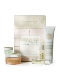 This spa kit blends the skin toning benefits of essential oils, plant extracts, vitamins and antioxidants for youthful, toned and energized skin. Using the principles of aromacology (how scents benefit the mind), Basq formulated each product with scents that energize, uplift and enhance one's sense of well being for a true spa experience. Bounce Back is designed to restore your energy level and glow from head to toe. The Kit includes a 4.0 oz. This spa kit blends the skin toning benefits of essential oils, plant extracts, vitamins and antioxidants for youthful, toned and energized skin. Using the principles of aromacology (how scents benefit the mind), Basq formulated each product with scents that energize, uplift and enhance one's sense of well being for a true spa experience. Bounce Back is designed to restore your energy level and glow from head to toe. The Kit includes a 4.0 oz.