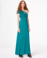 Channel romantic sensibilities with this one shoulder maxi dress from Bar III. It's a versatile piece that easily transitions from day to night. Channel romantic sensibilities with this one shoulder maxi dress from Bar III. It's a versatile piece that easily transitions from day to night.