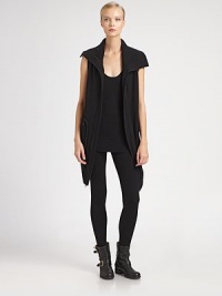 Luxe boiled cashmere, in a sleeveless silhouette accented with edgy zipper details.Foldover collarSleevelessFront zipSide zipper patch pocketsRib-knit hemlineAbout 35 from shoulder to hemCashmereDry cleanImported of Italian fabricModel shown is 5'11 (180cm) wearing US size XS/S. Luxe boiled cashmere, in a sleeveless silhouette accented with edgy zipper details.Foldover collarSleevelessFront zipSide zipper patch pocketsRib-knit hemlineAbout 35 from shoulder to hemCashmereDry cleanImported of Italian fabricModel shown is 5'11 (180cm) wearing US size XS/S.