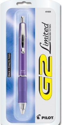 Pilot G2 Limited Retractable Gel Ink Roller Ball Pen, Fine Point, Purple Metallic Barrel, Black Ink (31529) Pilot G2 Limited Retractable Gel Ink Roller Ball Pen, Fine Point, Purple Metallic Barrel, Black Ink (31529)
