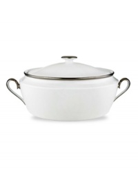 Beautiful in its simplicity, the Solitaire White Collection features a timeless, elegant design. The pristine bone china is accented by a single, shimmering band of platinum. The understated beauty of this china will add a refined sophistication to your dining experience for years to come. Beautiful in its simplicity, the Solitaire White Collection features a timeless, elegant design. The pristine bone china is accented by a single, shimmering band of platinum. The understated beauty of this china will add a refined sophistication to your dining experience for years to come.
