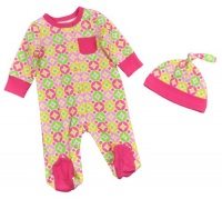 Offspring- Baby Girls Geo Circle Floral Footie with Hat Offspring- Baby Girls Geo Circle Floral Footie with Hat