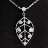 So Rachel by Longaberger Sterling Silver Filigree 1.75 Leaf Pendant Necklace