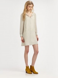 An effortlessly-chic split-neck shift, finished in sumptuous silk sprinkled with fine dots.Tie-front split-neckGathered sleevesAbout 35 from shoulder to hemSilkDry cleanImportedModel shown is 5'11 (180cm) wearing US size Small. An effortlessly-chic split-neck shift, finished in sumptuous silk sprinkled with fine dots.Tie-front split-neckGathered sleevesAbout 35 from shoulder to hemSilkDry cleanImportedModel shown is 5'11 (180cm) wearing US size Small.