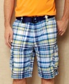 Change your normal cargo pattern with these big plaid shorts from Nautica.