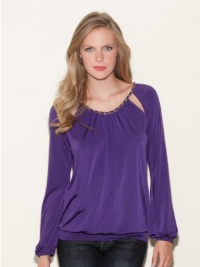 GUESS Gwen Long-Sleeve Top, ROYAL AMETHYST (MEDIUM) GUESS Gwen Long-Sleeve Top, ROYAL AMETHYST (MEDIUM)