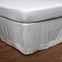 This luxurious all-white bedding ensemble incorporates couture-inspired details - from intricate floral embroidery to elegant silk matelasse - for a feminine vision of modern romance. This luxurious all-white bedding ensemble incorporates couture-inspired details - from intricate floral embroidery to elegant silk matelasse - for a feminine vision of modern romance.