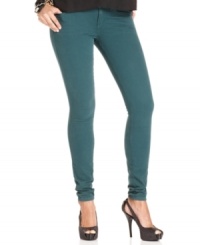 A fall must-have, these GUESS skinny jeans feature a teal wash that hits the colored-denim trend right on the mark! A fall must-have, these GUESS skinny jeans feature a teal wash that hits the colored-denim trend right on the mark!