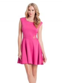 GUESS Mesh-Inset Shirred Dress, BRIGHT FUCHSIA (XL) GUESS Mesh-Inset Shirred Dress, BRIGHT FUCHSIA (XL)