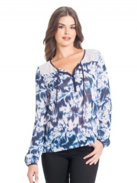 GUESS Portia Indigo Floral Top, MIDNIGHT IRIS MULTI (XL) GUESS Portia Indigo Floral Top, MIDNIGHT IRIS MULTI (XL)