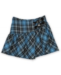 Hip. An asymmetrical cut gives a twist to the traditional plaid that decorates this stylish skirt from BCX. Hip. An asymmetrical cut gives a twist to the traditional plaid that decorates this stylish skirt from BCX.