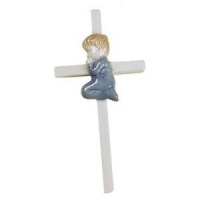 Elegant Baby Hand Painted Wall Hanging Porcelain Cross Boy Elegant Baby Hand Painted Wall Hanging Porcelain Cross Boy