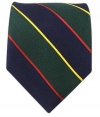 100% Silk Woven Navy and Hunter Boarding Striped Tie