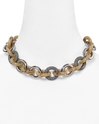 Add exotic glamour to your accessory collection with MICHAEL Michael Kors horn and pavé necklace. Whether you're downtown or on safari, the chunky chain loves bright dresses and a wild itinerary. Add exotic glamour to your accessory collection with MICHAEL Michael Kors horn and pavé necklace. Whether you're downtown or on safari, the chunky chain loves bright dresses and a wild itinerary.