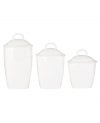 Fresh and understated, Aspen Ridge canisters feature a pure white glaze and elegant modern lines that evoke winter's snow-capped slopes. The perfect clean slate for any kitchen countertop. Fresh and understated, Aspen Ridge canisters feature a pure white glaze and elegant modern lines that evoke winter's snow-capped slopes. The perfect clean slate for any kitchen countertop.