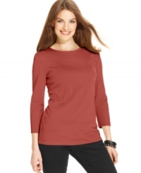 A classic tee from JM Collection makes your closet complete. Wear it alone or layer it -- dress it up with a skirt or keep it casual with jeans. A classic tee from JM Collection makes your closet complete. Wear it alone or layer it -- dress it up with a skirt or keep it casual with jeans.