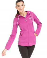 Cozy into comfort as days get chilly in this super-soft fleece hoodie from The North Face. Cozy into comfort as days get chilly in this super-soft fleece hoodie from The North Face.