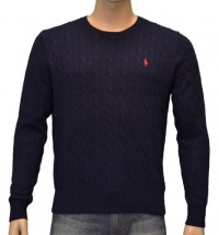 Polo Ralph Lauren Men's Silk Cable Knit Sweater-Navy Blue Polo Ralph Lauren Men's Silk Cable Knit Sweater-Navy Blue