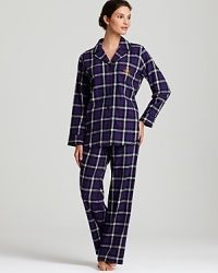 Give the gift of classic long sleeve pajama set in a cute tartan print. Give the gift of classic long sleeve pajama set in a cute tartan print.