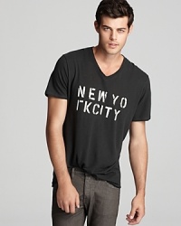 When you consider the material – a unique blend of hemp and soft organic cotton – you know this shirt's on the level. Featuring a stenciled graphic front design that spells NEW YORK CITY. When you consider the material – a unique blend of hemp and soft organic cotton – you know this shirt's on the level. Featuring a stenciled graphic front design that spells NEW YORK CITY.