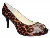 Michael Kors Flex Women's Luggage Printed Haircalf Heel Open Toe Pump Shoe Michael Kors Flex Women's Luggage Printed Haircalf Heel Open Toe Pump Shoe