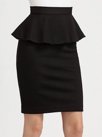 Feminine-chic meets classic tailored in this sleek pencil silhouette, outfitted with a flared peplum at the waist.High waistband Center back zipper About 22 long 74% rayon/20% polaymide/6% spandex Dry clean Imported Feminine-chic meets classic tailored in this sleek pencil silhouette, outfitted with a flared peplum at the waist.High waistband Center back zipper About 22 long 74% rayon/20% polaymide/6% spandex Dry clean Imported