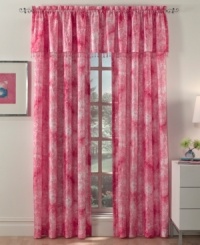 Keep it bright. The Kaleidoscope window panel combines crushed satin and a tie-dye print that's irresistibly fun. Punchy shades of aqua, purple and pink accent your decor with bold style. Keep it bright. The Kaleidoscope window panel combines crushed satin and a tie-dye print that's irresistibly fun. Punchy shades of aqua, purple and pink accent your decor with bold style.