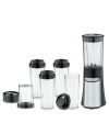 Indulge in smoothies in a flash from a portable blender that packs a high performance 350-watt motor and an ultra-sharp stainless steel blade in a compact design that goes anywhere with you. Four 16 ounce to-go cups make blending a breeze, containing your ingredients, beverage and mess all in once place, so clean-up is no big deal. 3-year limited warranty. Model CPB-300.