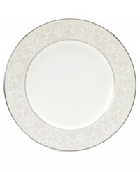 This versatile and stylish salad plate will coordinate perfectly with a variety of table linens and flatware. An ornate scroll motif trimmed in platinum adds a sophisticated sensibility to your tabletop. This versatile and stylish salad plate will coordinate perfectly with a variety of table linens and flatware. An ornate scroll motif trimmed in platinum adds a sophisticated sensibility to your tabletop.