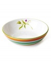 Pairing festive stripes with a single bloom, the Floral Stripe serving bowl from Clay Art rejuvenates your daily routine with a double dose of color and style, all in dishwasher-safe earthenware. (Clearance)