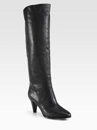 An ultra-tall design of buttery leather on a stacked heel. Stacked heel, 3 (75mm)Shaft, 17Leg circumference, 15Pull-on styleLeather lining and solePadded insoleImported An ultra-tall design of buttery leather on a stacked heel. Stacked heel, 3 (75mm)Shaft, 17Leg circumference, 15Pull-on styleLeather lining and solePadded insoleImported