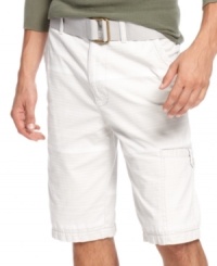 American Rag takes bulky cargo shorts and cuts this slimmer silhouette in a smooth cotton twill.