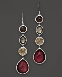 Richly hued doublets form a line on Ippolita's luxe, sterling silver detailed drop earrings.