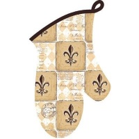 Majestic Black & Tan Fleur de Lis Kitchen Print Oven Mitt Majestic Black & Tan Fleur de Lis Kitchen Print Oven Mitt