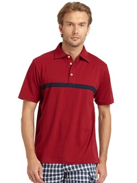 THE LOOKPolo collarFront button placketShort sleevesContrast stripe accentVented shirttail hemTHE MATERIALCottonCARE & ORIGINMachine washImportedThis item was originally available for purchase at Saks Fifth Avenue OFF 5TH stores. THE LOOKPolo collarFront button placketShort sleevesContrast stripe accentVented shirttail hemTHE MATERIALCottonCARE & ORIGINMachine washImportedThis item was originally available for purchase at Saks Fifth Avenue OFF 5TH stores.