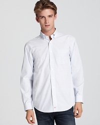 This classic fit Vineyard Vines cotton button-up lends a preppy look in a refreshing check design. This classic fit Vineyard Vines cotton button-up lends a preppy look in a refreshing check design.